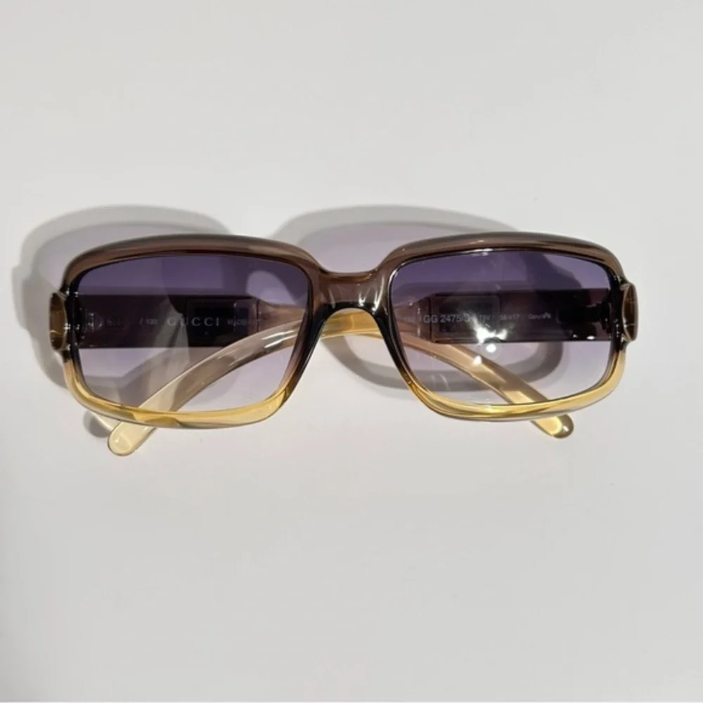 Gucci Authentic Vintage "G" LOGO Biocolor Tinted Y2K Square Sunglasses - Picture 4 of 10